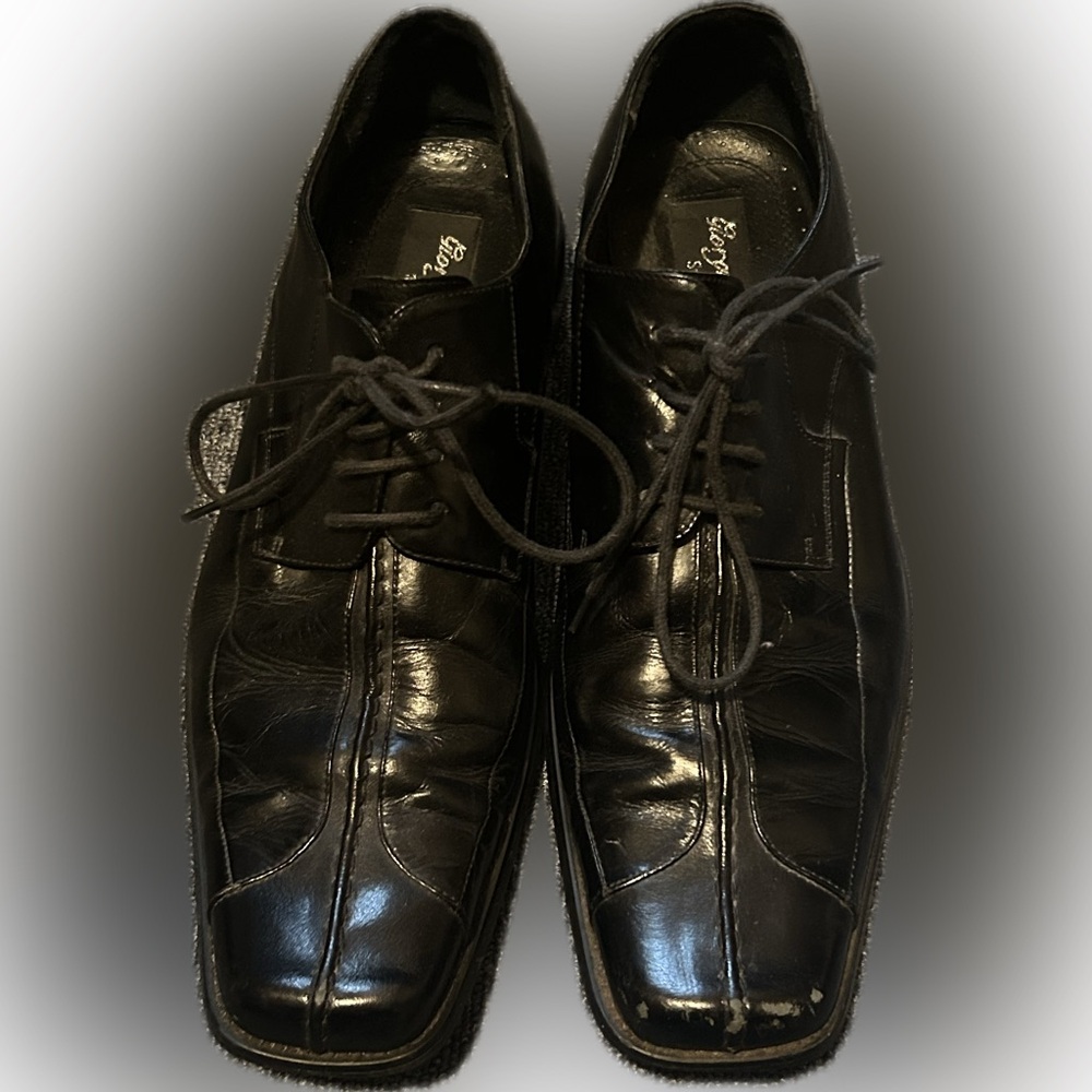 Giorgio V Black Leather Dress Shoes Size 12